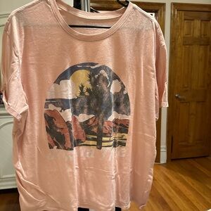 Time and Tru Pink Graphic Short Sleeve Tee